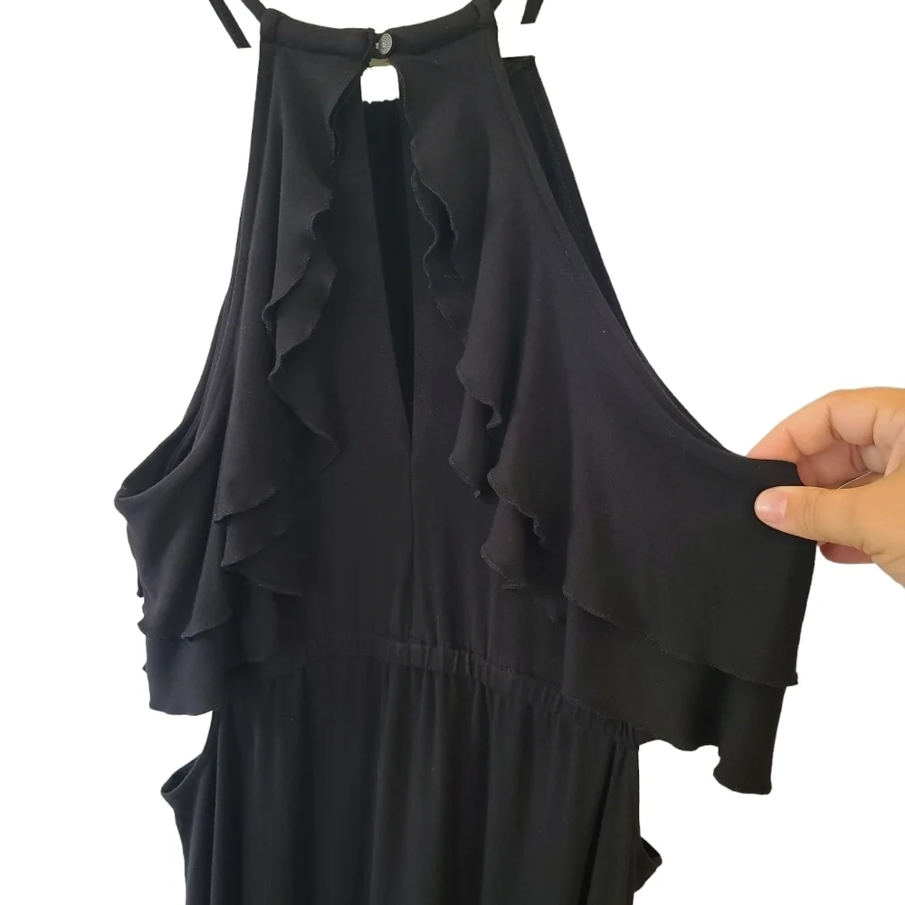American Eagle Outfitters Long Maxi Dress with cutouts & slit size Medium Black - Picture 4 of 7